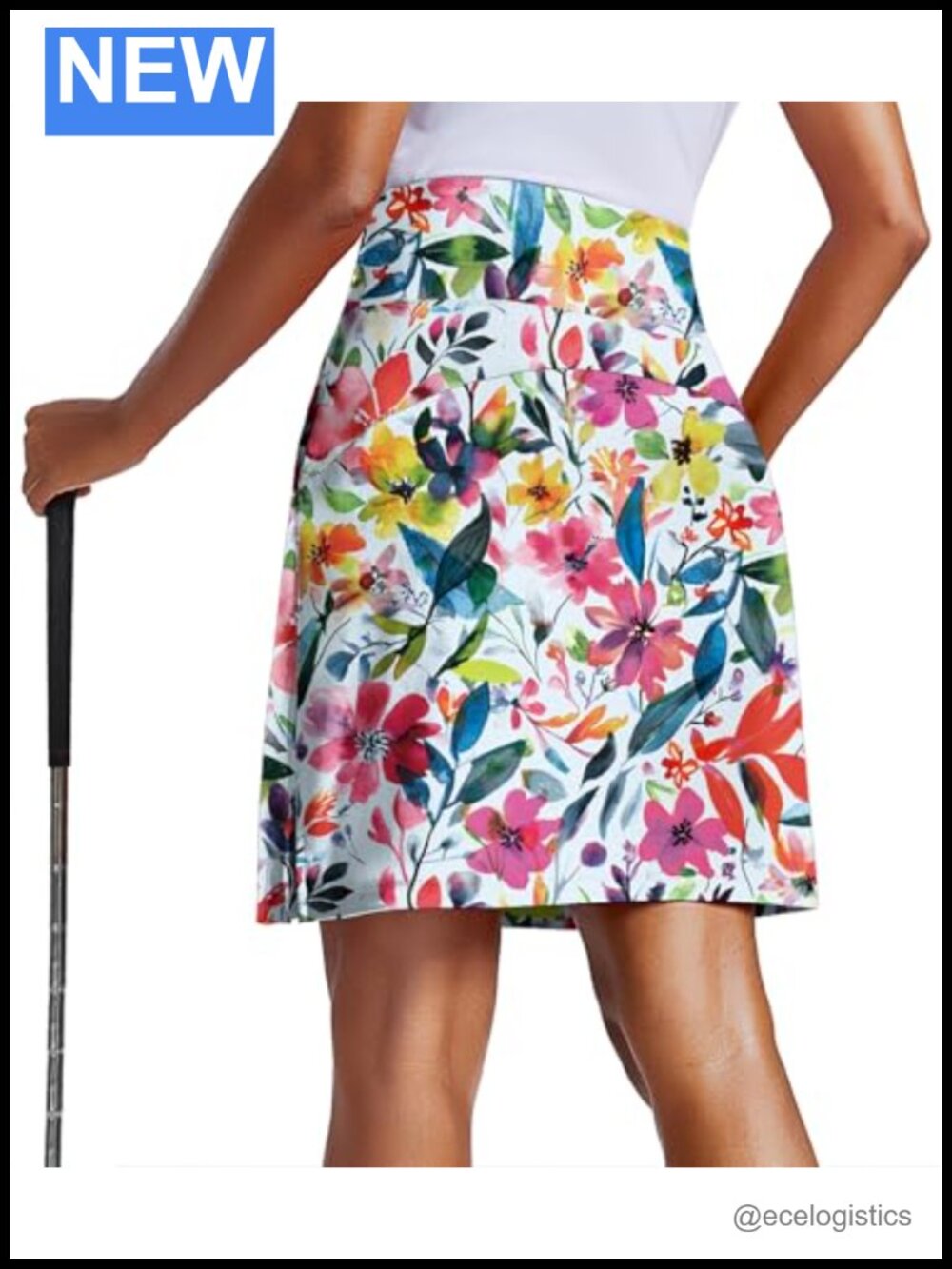 Women's UPF 50+ Knee-Length Skort with Pockets for Golf Tennis